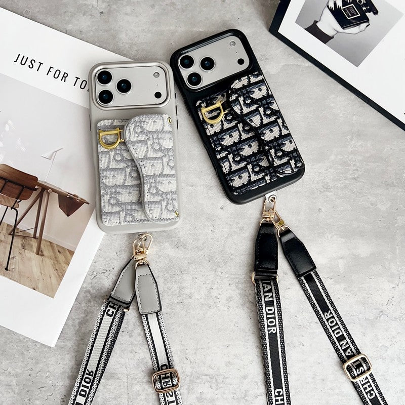 CD Black & Grey Side Card Bag Chain iPhone Case