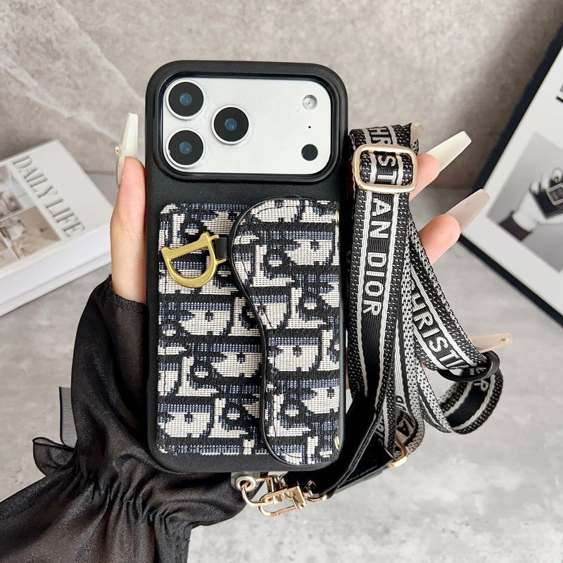 CD Black & Grey Side Card Bag Chain iPhone Case