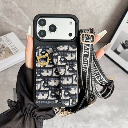 CD Black & Grey Side Card Bag Chain iPhone Case