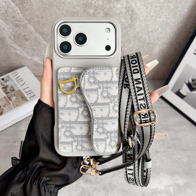 CD Black & Grey Side Card Bag Chain iPhone Case