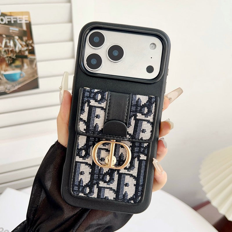 CD Black & Grey Card Bag Chain iPhone Case