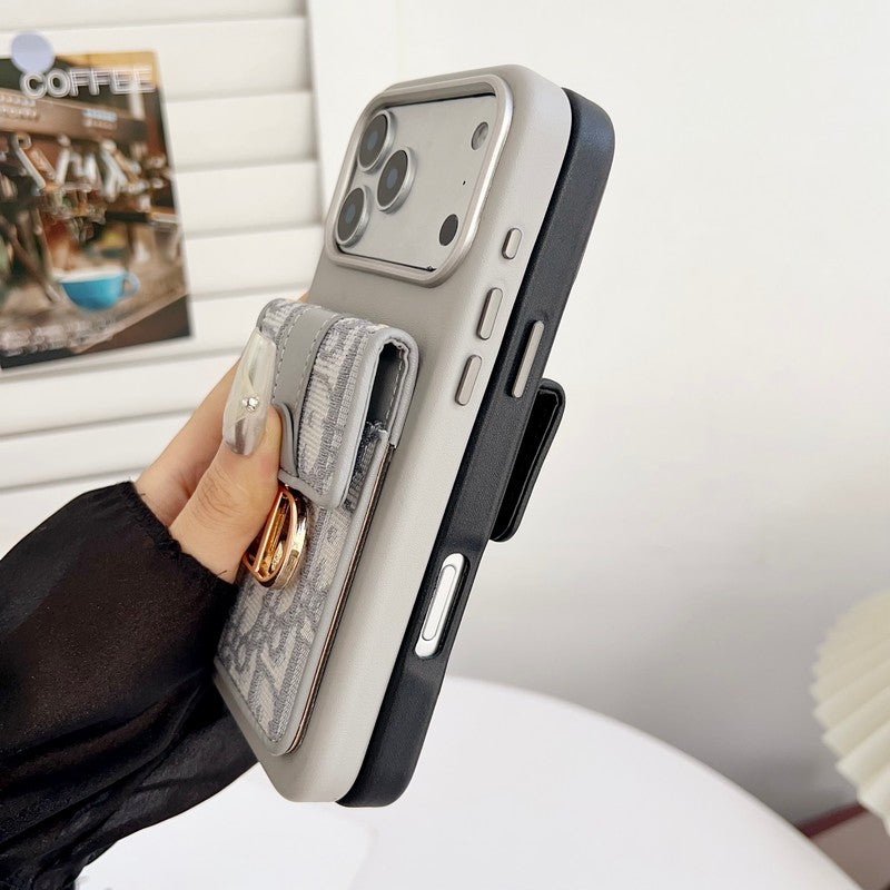 CD Black & Grey Card Bag Chain iPhone Case