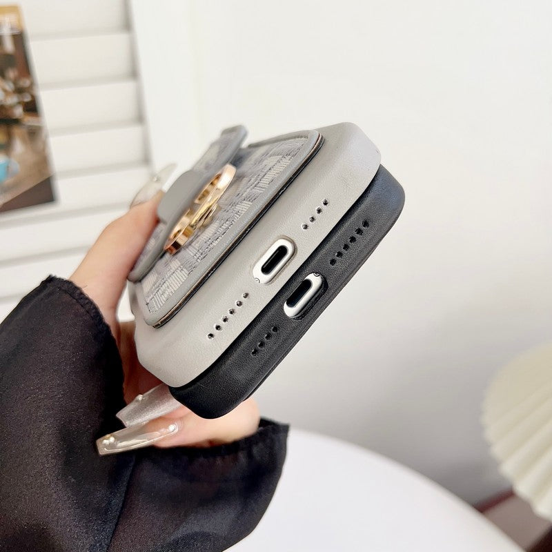 CD Black & Grey Card Bag Chain iPhone Case