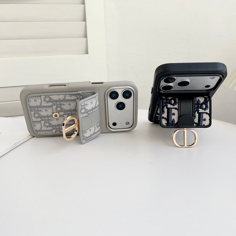 CD Black & Grey Card Bag Chain iPhone Case