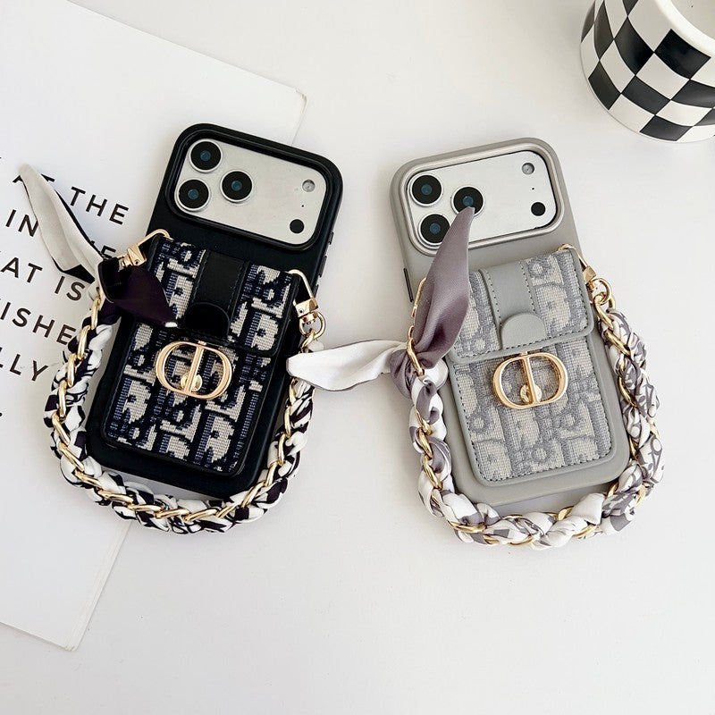 CD Black & Grey Card Bag Chain iPhone Case