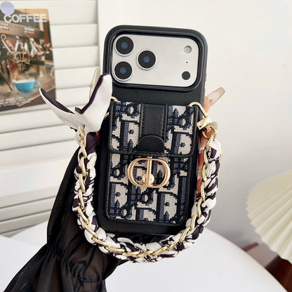 CD Black & Grey Card Bag Chain iPhone Case