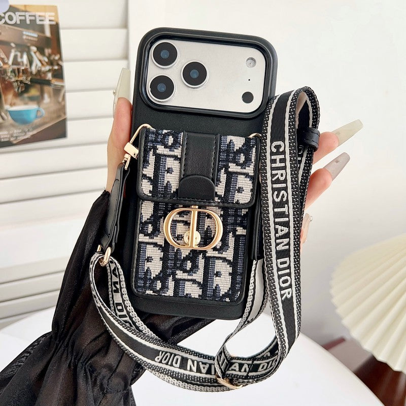 CD Black & Grey Card Bag Chain iPhone Case