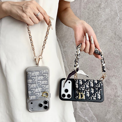 CD Black & Grey Side Card Bag Chain iPhone Case