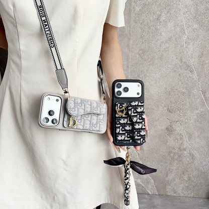 CD Black & Grey Side Card Bag Chain iPhone Case