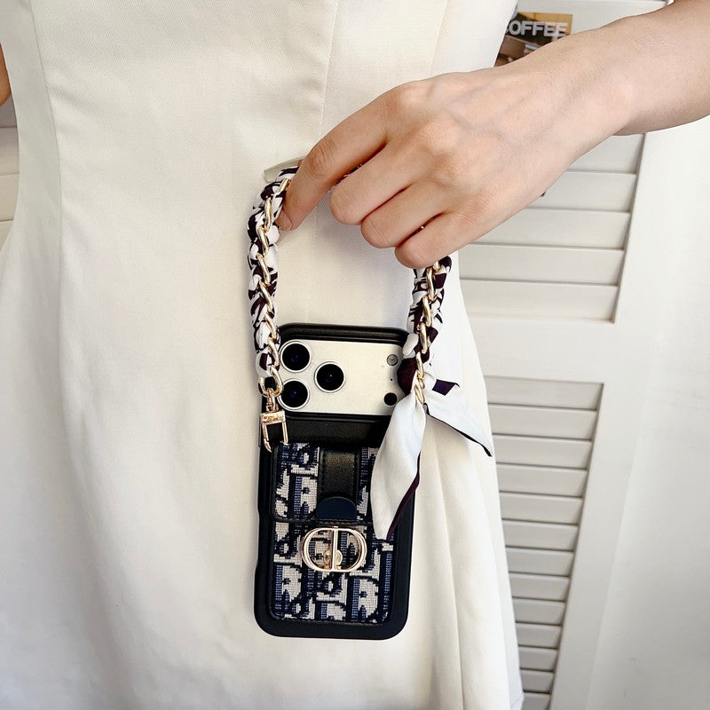 CD Black & Grey Card Bag Chain iPhone Case