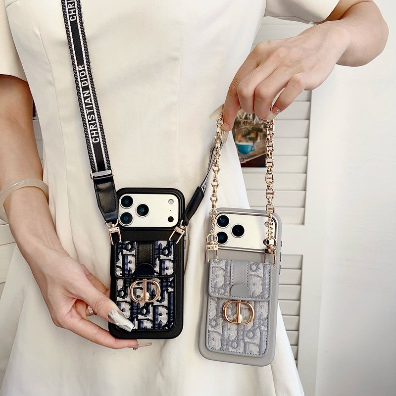 CD Black & Grey Card Bag Chain iPhone Case