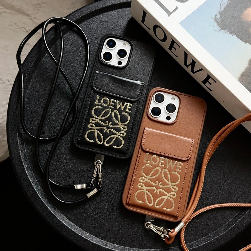 Loe Black & Brown Card Bag Crossbody iPhone Case