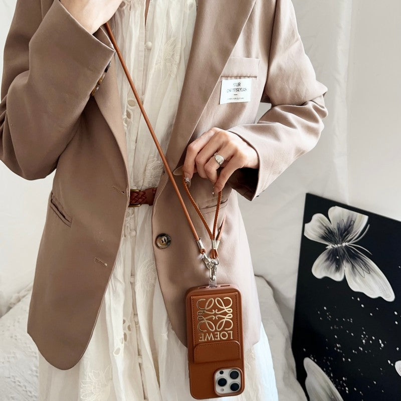 Loe Black & Brown Card Bag Crossbody iPhone Case