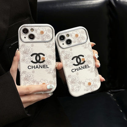 CC White & Brown Color Leather iPhone Case