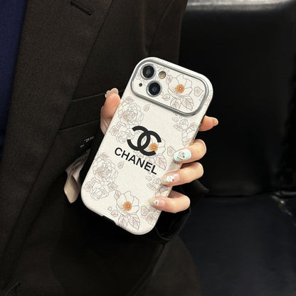 CC White & Brown Color Leather iPhone Case