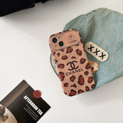 CC Brown Color Leather iPhone Case