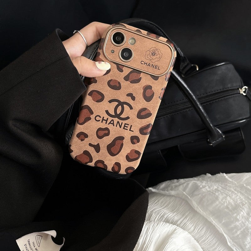 CC Brown Color Leather iPhone Case