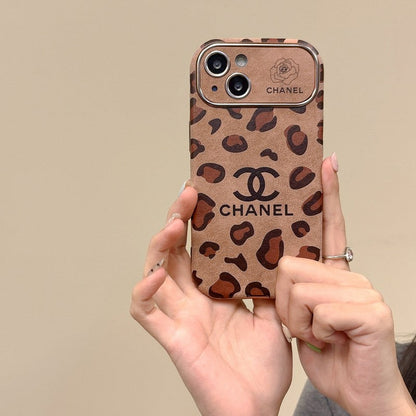 CC Brown Color Leather iPhone Case