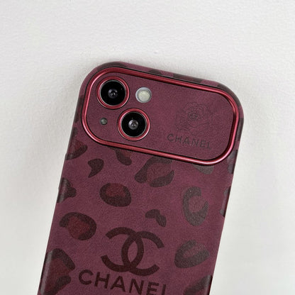 CC Purple Color Leather iPhone Case