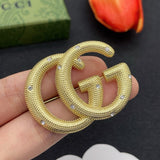 18K GG Gold Diamond Brooch