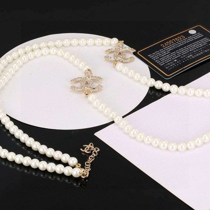 18K CC 26C Long Pearl Necklace