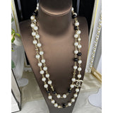 18K CC 24A Black & White Pearl Long Necklace