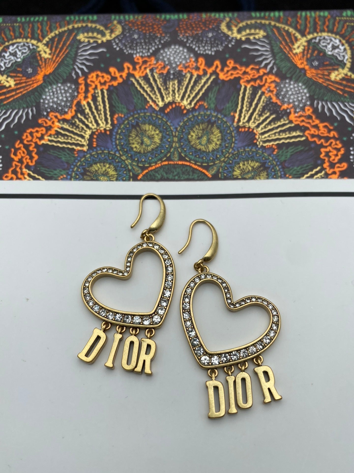 18K CD Heart Crystal Earrings