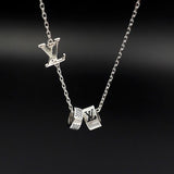 18K Louis Damier Rings Pendant Necklace