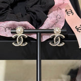 18K CC Black Diamond Earrings