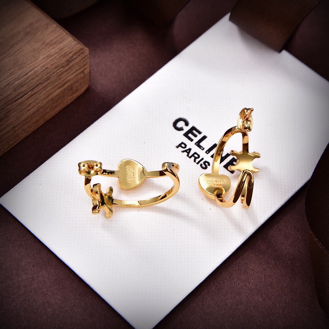 18K Triomphe Heart Earrings