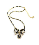 18K CC Rhinestone Bow Tie Necklace
