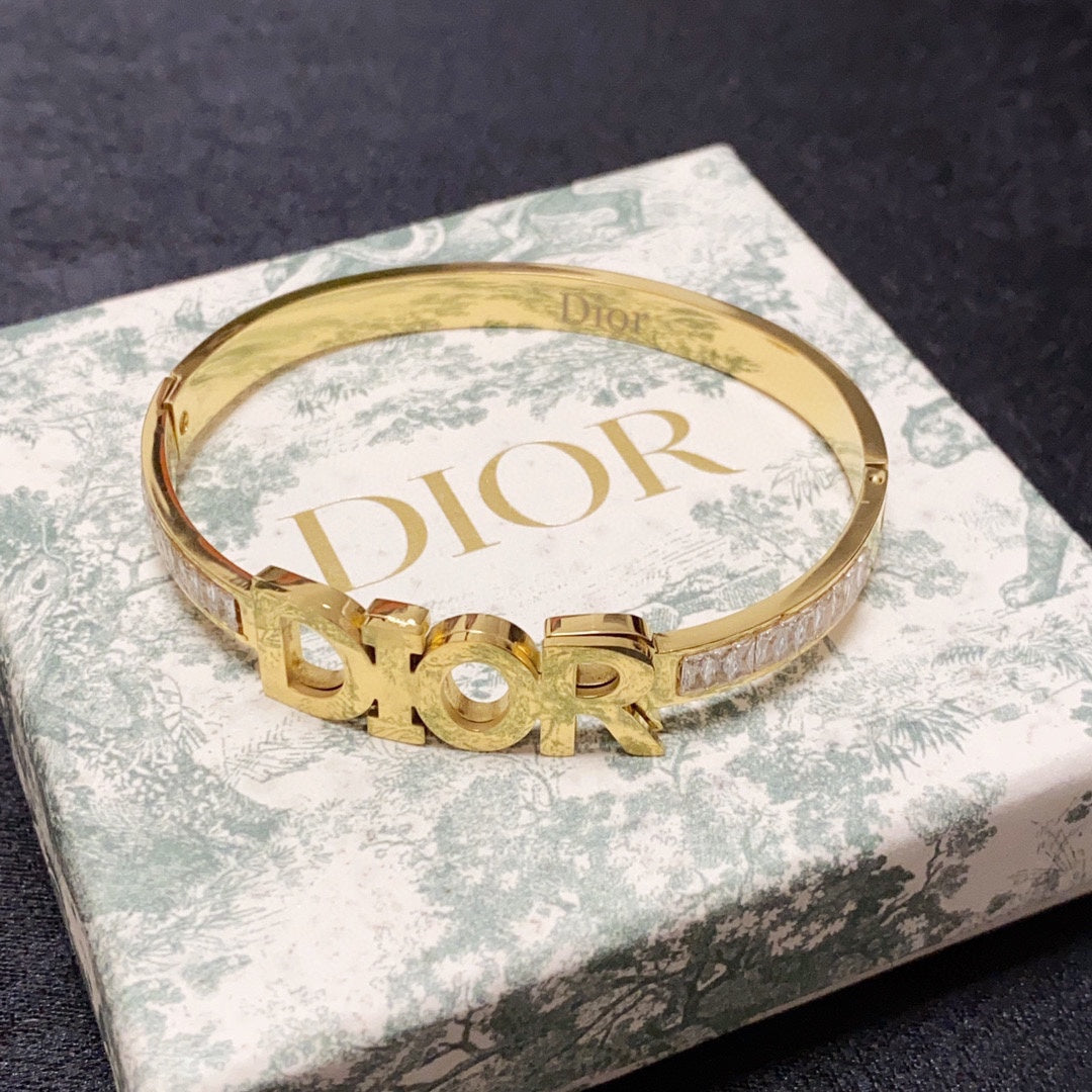 18K CD Crystals Bangle Bracelet