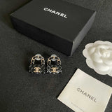 18K CC Color Bag Gold Earrings