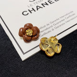 18K CC Red Camellia Resin Earrings
