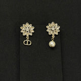 18K CD Flower Diamond Earrings