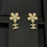 18K CC Twist Gold Diamond Earrings