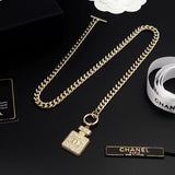 18K CC Diamond Perfume Bottle Pendant Necklace