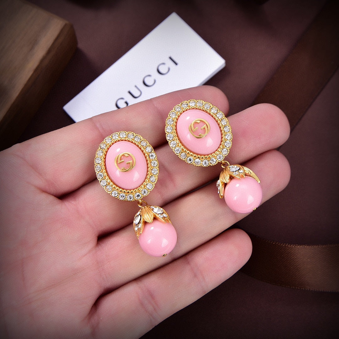 18K GG Pink Pearls Earrings