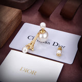 18K CD Tribales Eiffel Tower Charm White Pearls Earrings