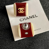 18K CC Red & White Pearl Earrings