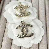 18K CC 25B Crystal Small Heart Earrings