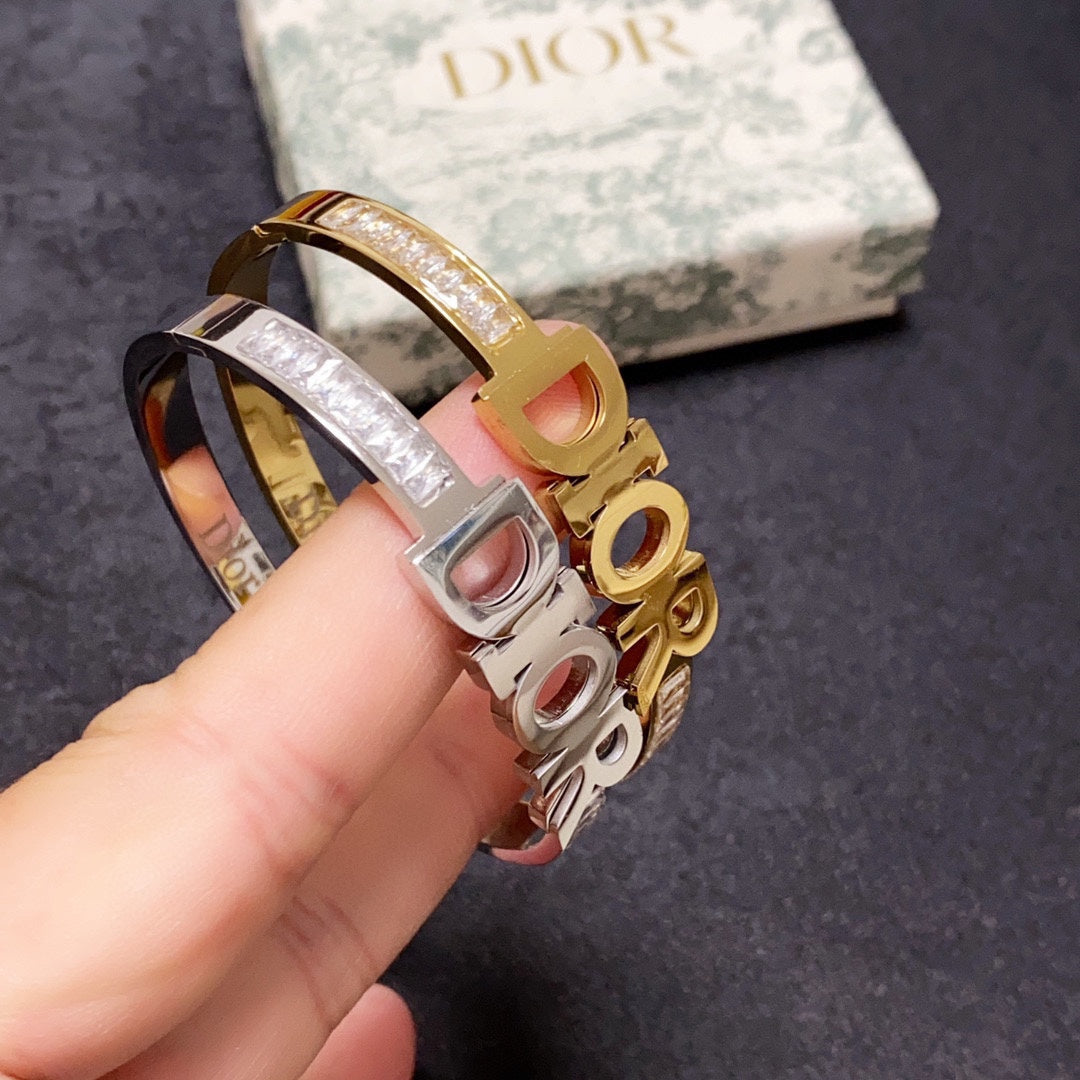 18K CD Crystals Bangle Bracelet