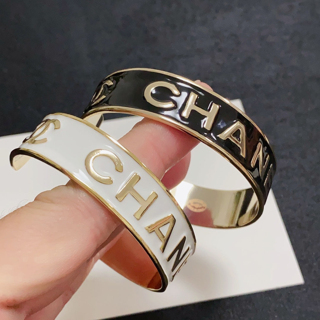 18K CC Open Wide Cuff Bracelet