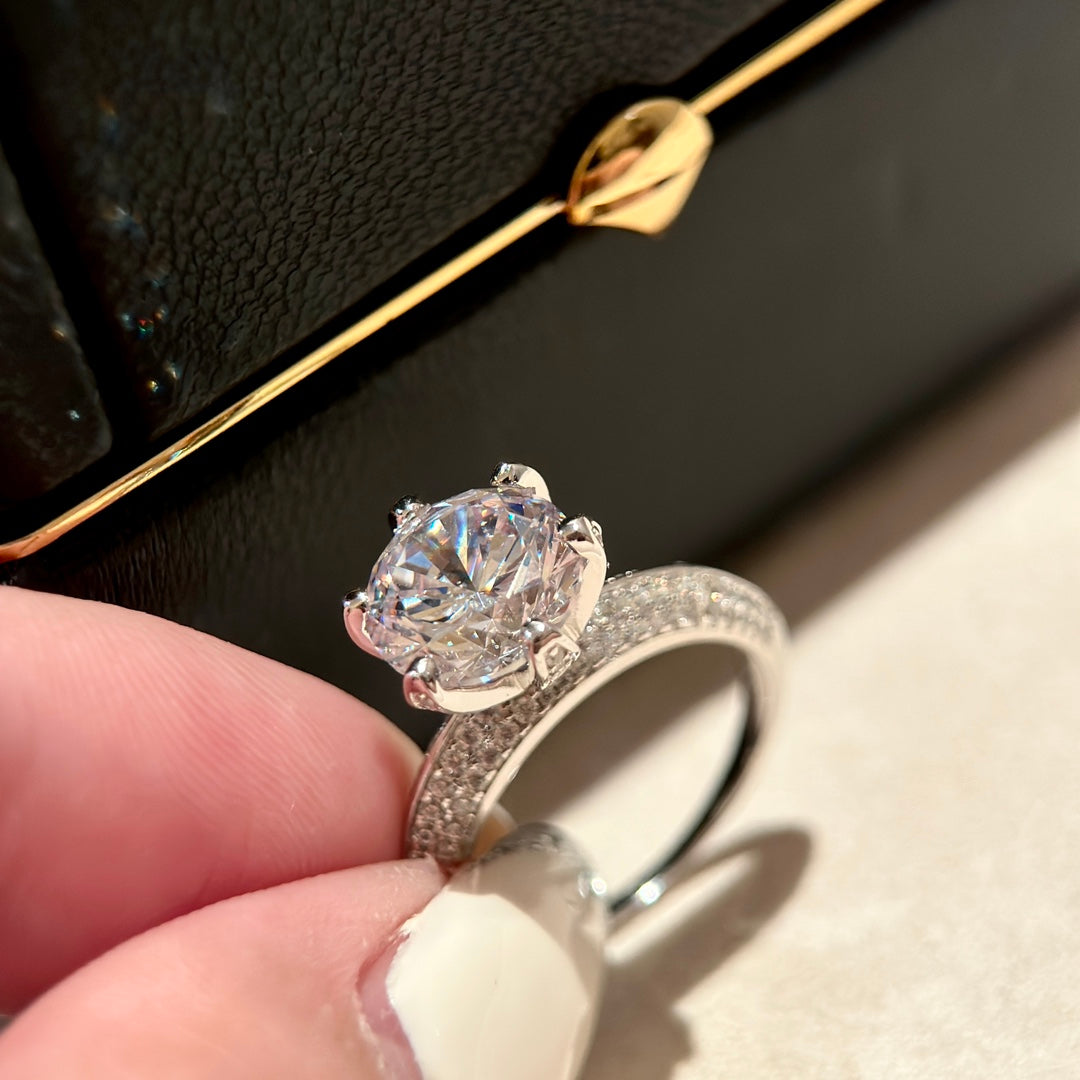 18K T Pave Tiffany Setting Engagement Ring