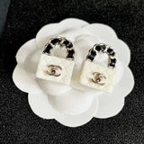 18K CC Color Bag Gold Earrings