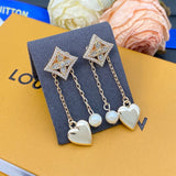 18K Louis Pearl Diamond Drop Earrings