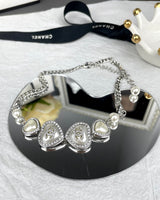 18K CC Heart Crystals Necklace