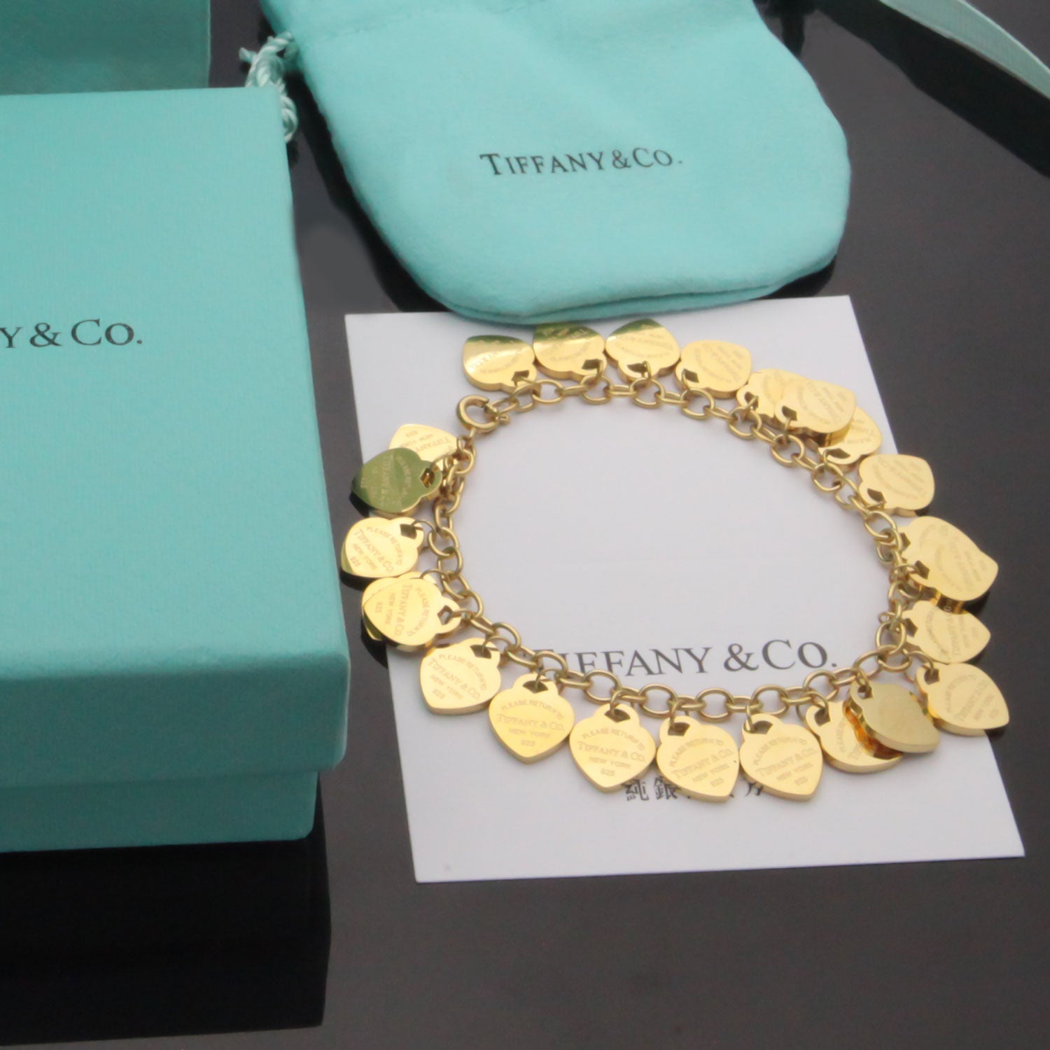 18K T Heart Tag Bracelet
