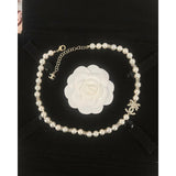 18K CC Bow Diamond Pearl Necklace