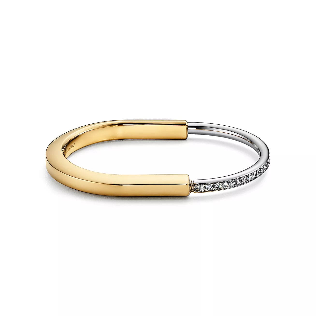 18K T Lock Bangle Half Pave Diamonds Bracelet
